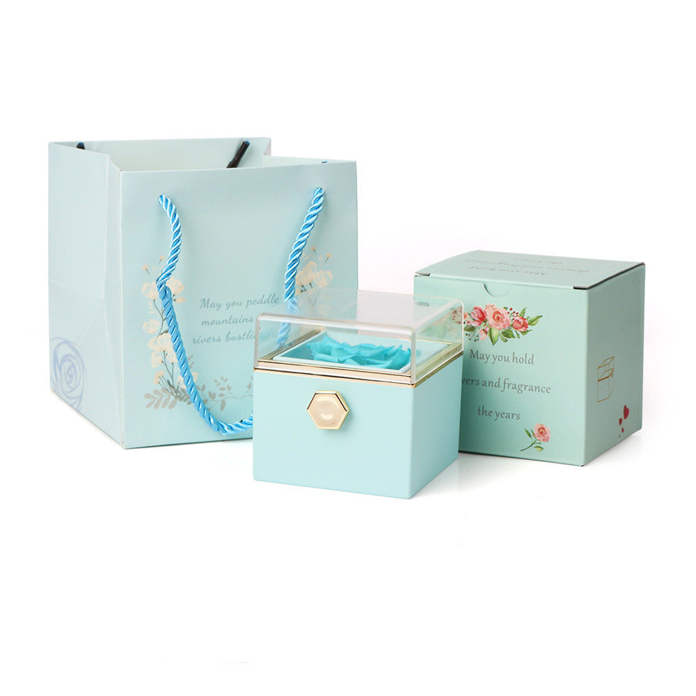 Rotating Rose Flower Jewelry Box